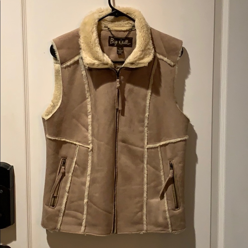 Big Chill Tan Shearling-Trimmed Suede Vest